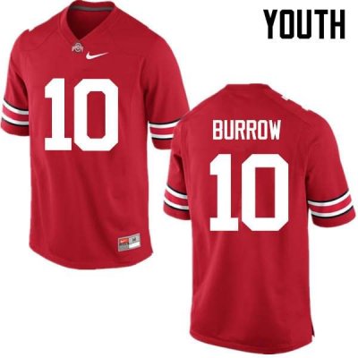 NCAA Ohio State Buckeyes Youth #10 Joe Burrow Red Nike Football College Jersey XEV0845US